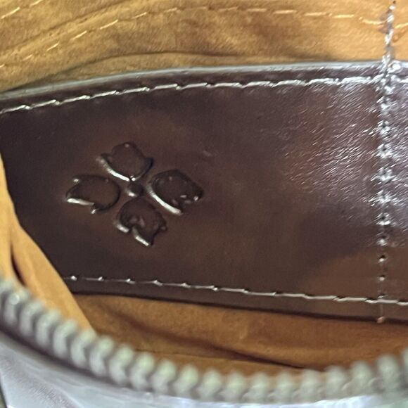 PATRICIA NASH St. Croce Tooled Italian Leather Wallet Wristlet Pewter Gray Strap - Picture 5 of 17